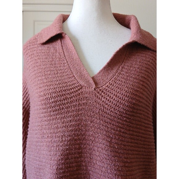 Olive + Oak Womens Sweater Pink Small Collared Tight Knit Bohemian Peasant - Picture 6 of 15